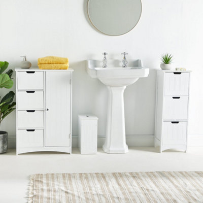 White small bathroom deals storage