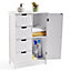 VonHaus Bathroom Floor Cabinet, White Storage Unit, 4 Drawer Cupboard & Adjustable Shelf, Shaker Style Cabinet, Freestanding Unit