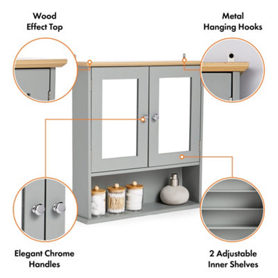 VonHaus Bathroom Mirror Grey Bathroom Wall Wood