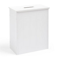 VonHaus Bathroom Storage Box, White Bathroom Box w/ Lid, Toilet Roll Storage for Bathroom, Slim & Compact Bathroom Organiser Unit