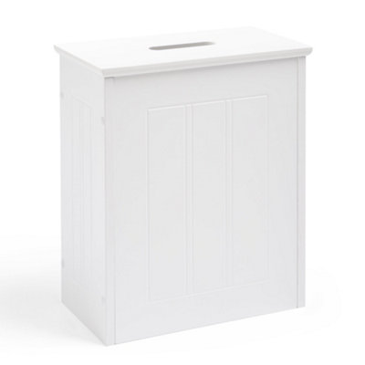 VonHaus Bathroom Storage Box, White Bathroom Box w/ Lid, Toilet Roll Storage for Bathroom, Slim & Compact Bathroom Organiser Unit