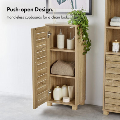 VonHaus Bathroom Storage Cabinet, Oak Wood Effect Bathroom Floor ...