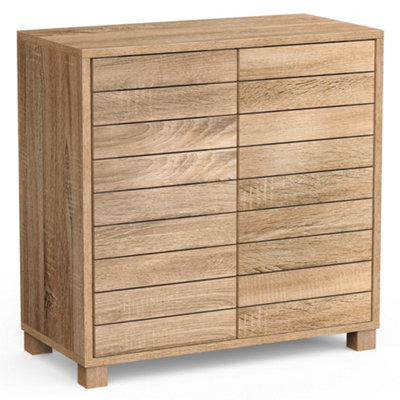 VonHaus Bathroom Storage Cabinet, Oak Wood Effect Floor Cabinet with Handleless Design, Freestanding Towel Storage Unit, Chester