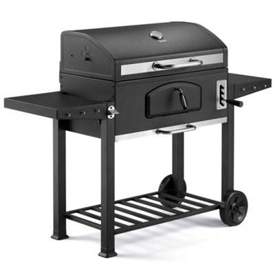 VonHaus BBQ, Charcoal Barbecue, Portable BBQ for Garden, for Grilling Meat,  Fish & Vegetables, w/ Side Tables & Temperature Gauge