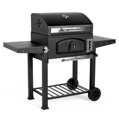 VonHaus BBQ, Charcoal Barbecue, Portable BBQ for Garden, for Grilling Meat, Fish & Vegetables, w/ Side Tables & Temperature Gauge