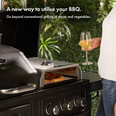 Outsunny Outdoor BBQ Pizza Oven with Thermometer for Gas/Charcoal BBQ Grills