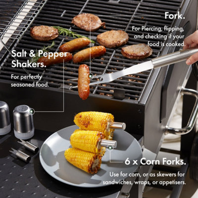 VonHaus BBQ Tool Set with Case, 25Pc BBQ Accessories Kit w/ Thermometer ...
