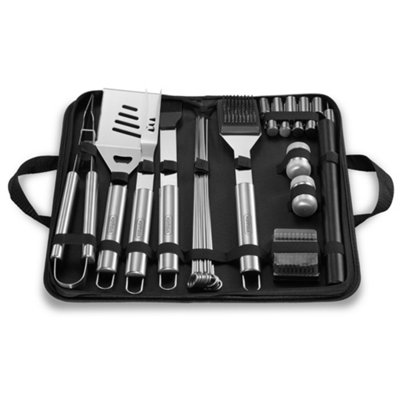 VonHaus BBQ Tool Set with Case 30Pc BBQ Accessories Kit w Spatula Tongs Barbecue Grill Mat