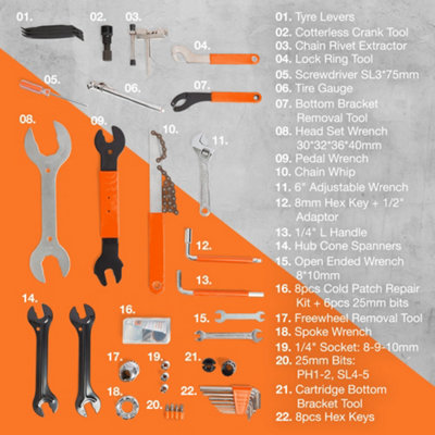 VonHaus Bike Tool Kit 35 Piece Portable Bike Repair Kit Tool Box for Road Electric and