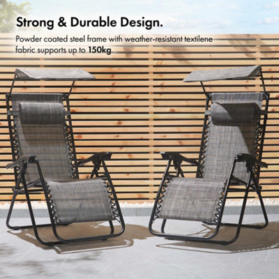 VonHaus Canopy Zero Gravity Chairs Set Set of 2 Weather Resistant