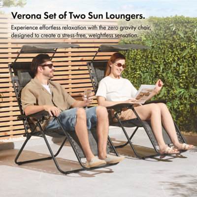 2 x zero gravity outlet reclining sun loungers