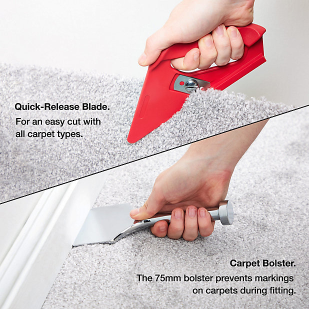 Vonhaus Carpet Stretcher Ing Kit With Cutter Steel Bolster Kicker For Laying Carpets Like A Professional Diy At B Q