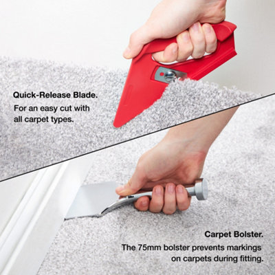 VonHaus Carpet Stretcher, Carpet Fitting Kit with Cutter & Steel Bolster, Carpet Kicker for Laying Carpets Like a Professional