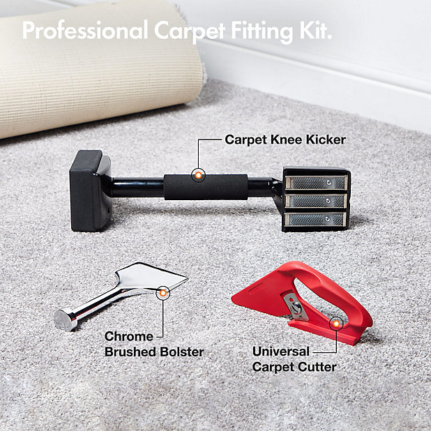 Vonhaus Carpet Stretcher Ing Kit With Cutter Steel Bolster Kicker For Laying Carpets Like A Professional Diy At B Q