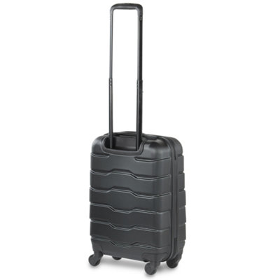 VonHaus Carry On Suitcase, Black Lightweight Hand Luggage, ABS Under Seat Cabin Case, Durable Hard Shell w/ 4 Spinner Wheels