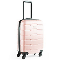 VonHaus Carry On Suitcase, Pink Lightweight Wheeled Hand Luggage, ABS Plastic Under Seat Cabin Case, Durable Hard Shell, 4 Wheels
