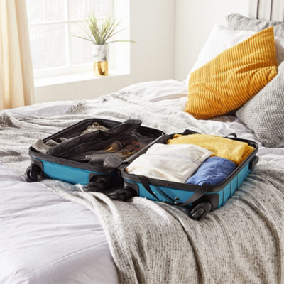 VonHaus Carry On Suitcase Teal Lightweight Wheeled Hand Luggage ABS Plastic Under Seat Cabin Case Durable