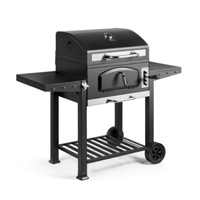 VonHaus Charcoal BBQ, American Style XL Portable Barbecue, 2 in 1 Barbeque and Smoker, Grill Meat, Fish & Vegetables