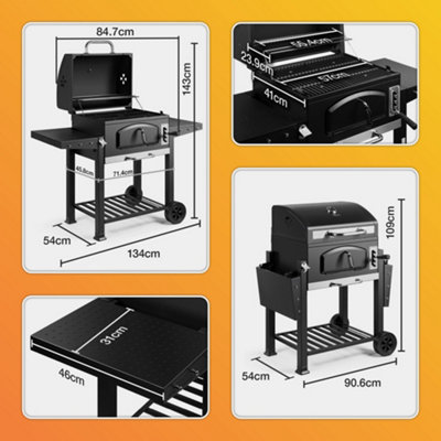 VonHaus Charcoal BBQ, American Style XL Portable Barbecue, 2 in 1 ...