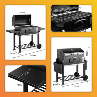 VonHaus Charcoal BBQ, American Style XXL Portable Barbecue, 2 in 1 ...