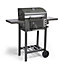 VonHaus Charcoal BBQ, Barbecue with Warming Rack, Temp Gauger, Storage Shelf, Side Tables, Wheels, Grill Meat, Fish & Veg