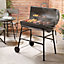 VonHaus Charcoal BBQ, Portable Barrel Barbecue with Warming Rack, Temperature Gauge, Wheels, Large Cooking Grill, Air Vents
