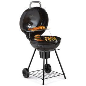 VonHaus Charcoal BBQ, Portable Kettle Barbecue with Warming Rack, Temperature Gauge, Wheels, Large Cooking Grill, Air Vents
