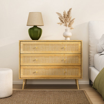 draw drawers バックオープンTシャツ ベージュ Bianca Chip Carved 3 Drawer Chest, Sand Beige & Ivory | daals
