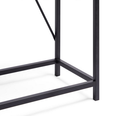 VonHaus Chevron Console Table, Black & Light Wood Effect Hallway Table, 2 Drawer Entryway Hall Table with Metal Frame, Dalton