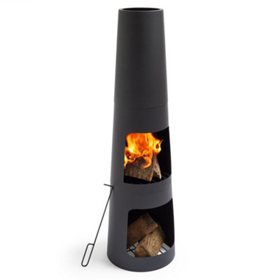 VonHaus Chiminea, Log Wood Burner/Heater for Outdoor/Patio, Chiminea for  Garden, Comes with Fire Poker u0026 Log Store, Portable | DIY at Bu0026Q