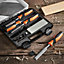VonHaus Chisel Set, 6 Piece Woodworking Tools Set, Wood Carving Tools with Sharpening Stone, Honing Guide & Storage Case