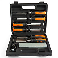 VonHaus Chisel Set, 8 Piece Woodworking Tools Set, Wood Carving Tools with Sharpening Stone, Honing Guide & Storage Case