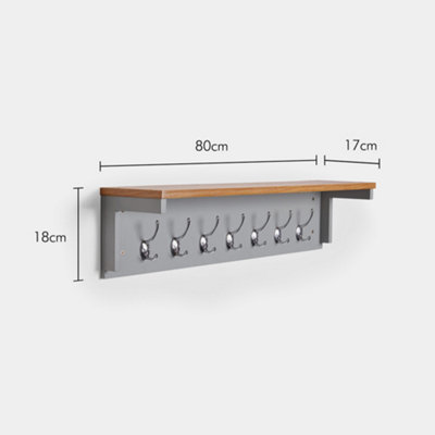 Coat Hooks Wall Mounted With Shelf - Grey Wooden Coat Rack With 7 Strong  Metal Hooks & Ash Shelf, Floating Shelf Hallway Furniture With 60Kg  Capacity by Wayfair