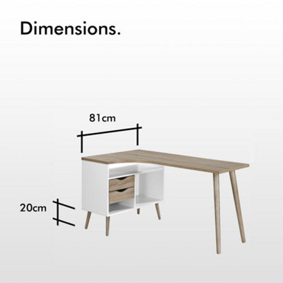 VonHaus Computer Desk Light Oak Effect Home Office Desk Desk for Home Working Home Study Space Laptop Desk For Small Spaces