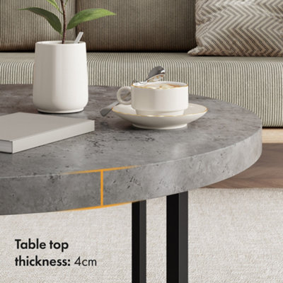 VonHaus Concrete Look Round Coffee Table Grey, Lightweight Centre Table ...