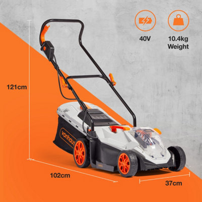 VonHaus Cordless Lawnmower 40V 4Ah Battery, 30L Collection Box, 5 Cutting Heights, 33cm Cutting Width, 5 Height Settings