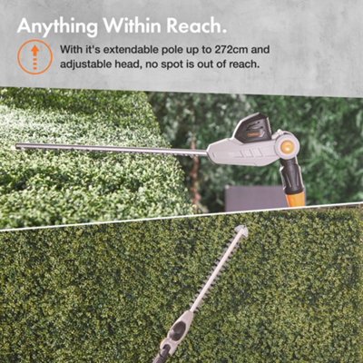 Vonhaus cordless pole hedge deals trimmer with 20v max battery