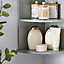 VonHaus Corner Shelf Unit, Grey 3 Tier Shelving, Freestanding or Wall Mounted Display Shelves, Modern Storage for Bathroom Decor