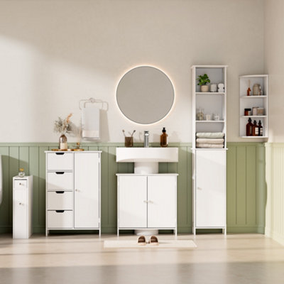 Vonhaus Corner Shelf Unit, White 3 Tier Corner Shelves for Wall, Freestanding or Wall Mounted, Bathroom, Kitchen, Living, Holbrook