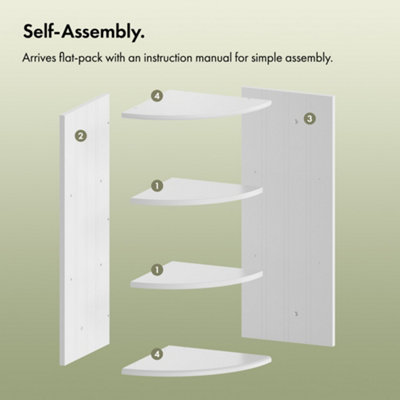 Vonhaus Corner Shelf Unit, White 3 Tier Corner Shelves for Wall, Freestanding or Wall Mounted, Bathroom, Kitchen, Living, Holbrook