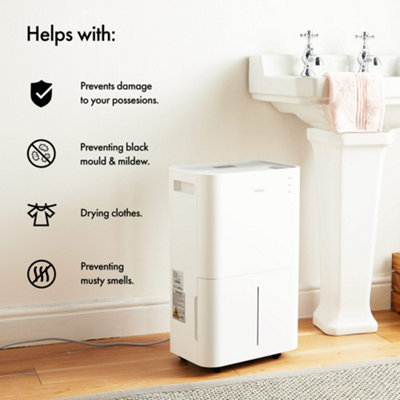 VonHaus Dehumidifier 20L/Day, 24 Hr Timer, Continuous Drainage, for Damp/Condensation, Laundry Drying, Mould/Smell Control