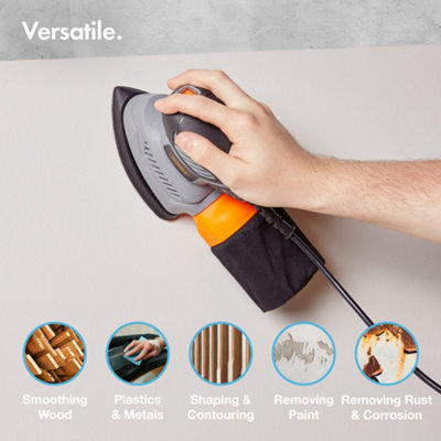 VonHaus Detail Sander 130W Electric Sander for Wood with Dust Collector 12PCS Sandpapers 13000RPM Compact Palm
