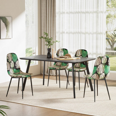 VonHaus Dining Chairs Set of 2, Tropical Palm Leaf Print Kitchen Chairs ...