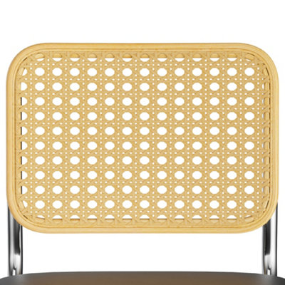 VonHaus Dining Chairs Set of 4, Rattan Cantilever Chairs for Dining Room, Mid Century Black ...