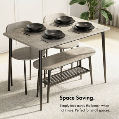 VonHaus Dining Room Set, 4 Seater Grey Dining Table and Chairs Set ...