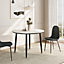 VonHaus Dining Table, 4 Seater Kitchen Table for Dining Room, Cicular Marble Top Effect with Black Tapered Legs, Parma