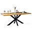 VonHaus Dining Table, 6 Seater Kitchen Table for Dining Room, Rectangular Light Wood Effect with Black Cross Leg, Abel