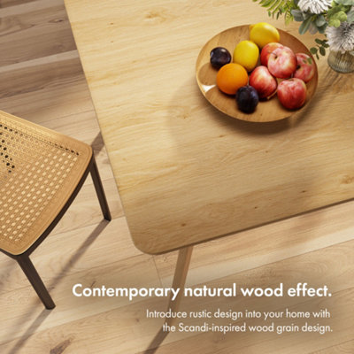 VonHaus Dining Table & Chairs Set, Rectangular Dining Table with 4 Dining Chairs, Dinner Table with 4 Plastic Rattan Effect Chairs
