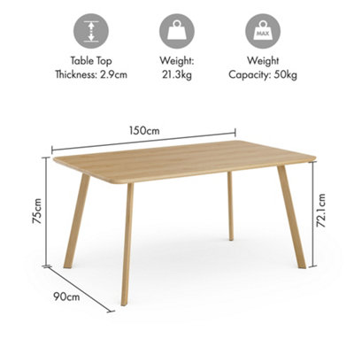 VonHaus Dining Table & Chairs Set, Rectangular Dining Table with 4 Dining Chairs, Dinner Table with 4 Plastic Rattan Effect Chairs