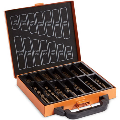 VonHaus Drill Bit Sets, 99pcs, HSS/HSCO M35 Cobalt Drill Bits for Metal, 1.5mm-10mm bits, steel, Titanium Alloy, Plastic, Wood